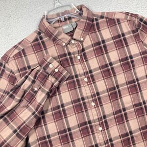 Asos Flannel Shirt Mens 2XL Burgundy Plaid Button Down Long Sleeve Heritage